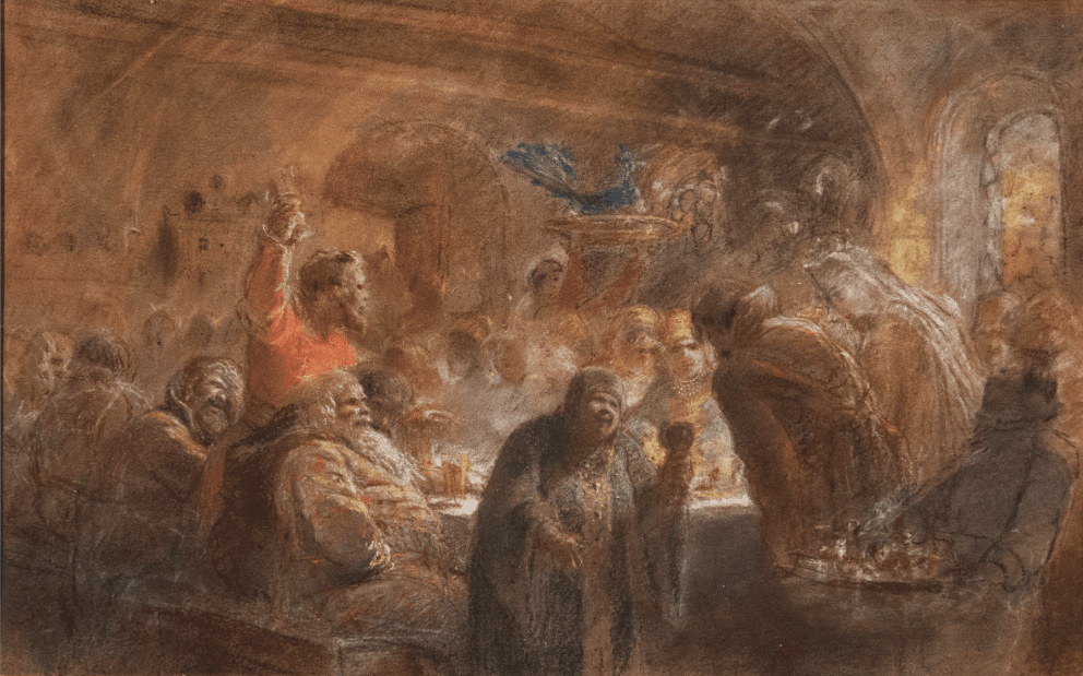 Эскиз к картине «Боярский свадебный пир» - изображение 3