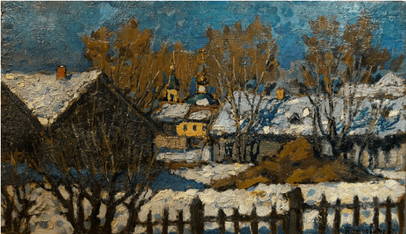 Сельский пейзаж с церковью