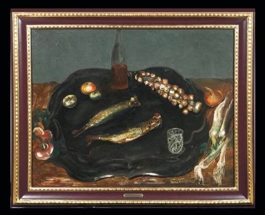 Натюрморт с овощами, фруктами и рыбой