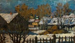 Сельский пейзаж с церковью