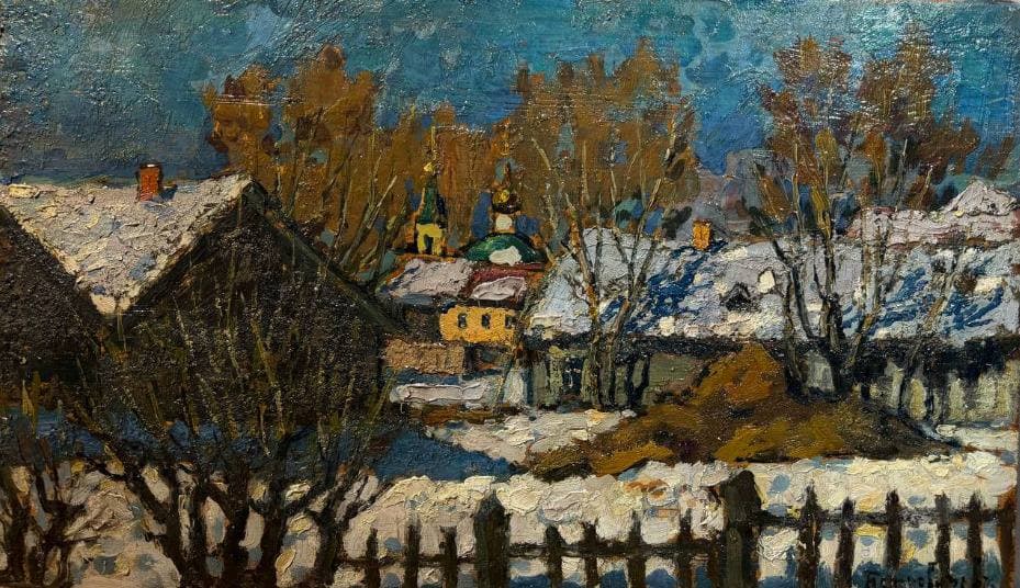 Сельский пейзаж с церковью