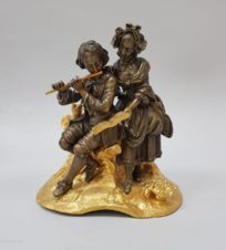 Флейтист и девушка с нотами (бронзовая статуэтка)