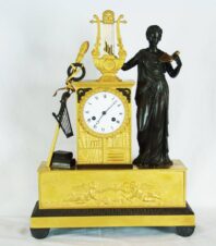 Cтаринные каминные часы с боем в стиле ампир «Эвтерпа — покровительница музыки»
