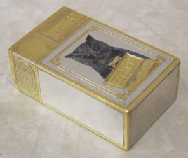 Серебряная коробка для хранения сигарет с изображением кота