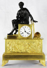 Cтаринные каминные часы с боем в стиле ампир «Древнегреческий мыслитель Сократ»