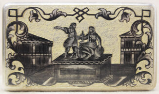 Табакерка с изображением памятника «Минину и Пожарскому» и Верхних Торговых рядов