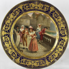 декоративная тарелка «Дамы и кавалеры, занимающиеся ловлей рыбы»