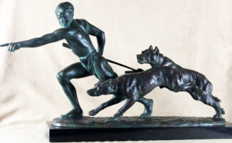Скульптура бронзовая «Юноша с собаками»