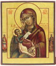 Старинная икона Божьей Матери «Утоли мои болезни» с предстоящими святыми