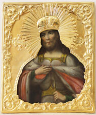 Старинная икона «Святой Александр Невский» в окладе