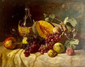 Натюрморт с фруктами и бутылкой вина