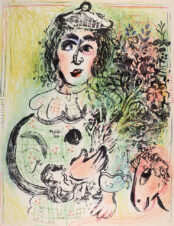 Литография «Клоун с цветами», 1963