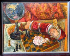 Натюрморт с куклой, шахматами и глобусом